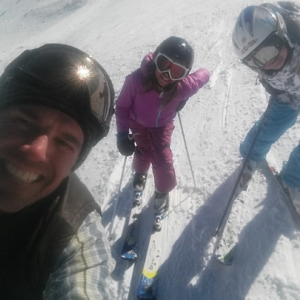Mike skiing with the girls